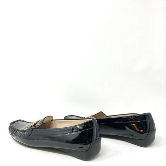 St John Pinch Pleat Patent Leather Driving Loafers w/ Gold Chain 8.5 - Picture 7 of 8